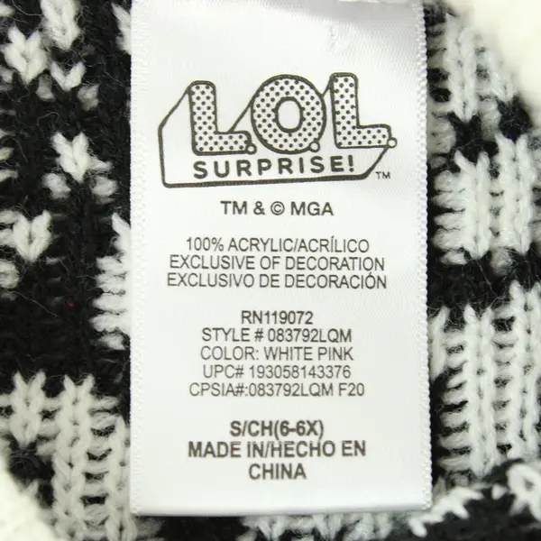 LOL Surprise Girls Sweater Dress Black White Pink Leopard Print Small