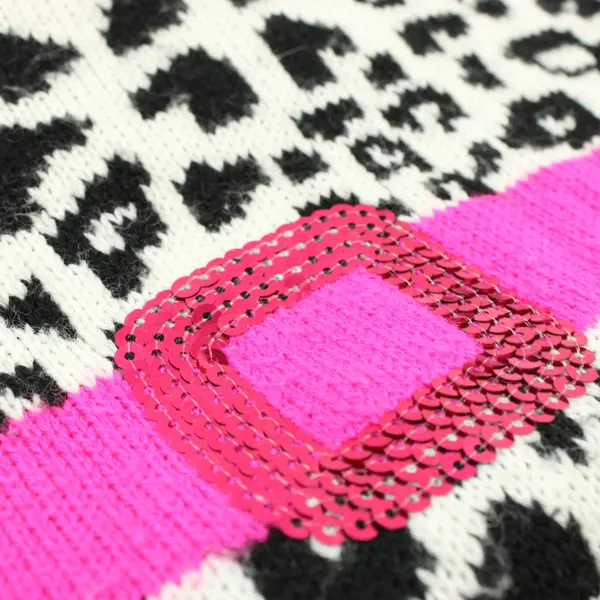 LOL Surprise Girls Sweater Dress Black White Pink Leopard Print Small