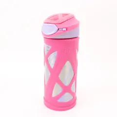 ZULU Echo Kids Water Bottle Pink Leakproof Flip Straw Silicone Sleeve