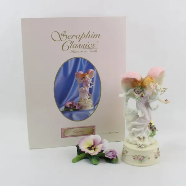 2001 Roman Seraphim Classics Angel Pansy 3-Piece Figurine Set