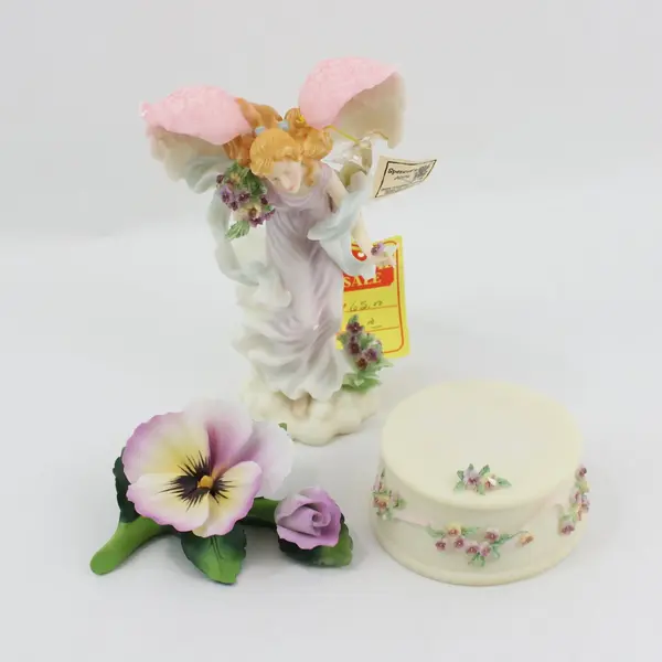 2001 Roman Seraphim Classics Angel Pansy 3-Piece Figurine Set