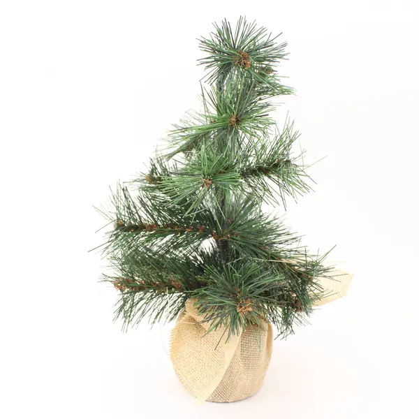 Artificial Pine Christmas Tree 10in Tabletop Burlap Base Holiday Decor