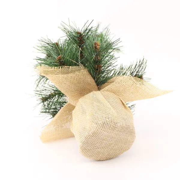 Artificial Pine Christmas Tree 10in Tabletop Burlap Base Holiday Decor