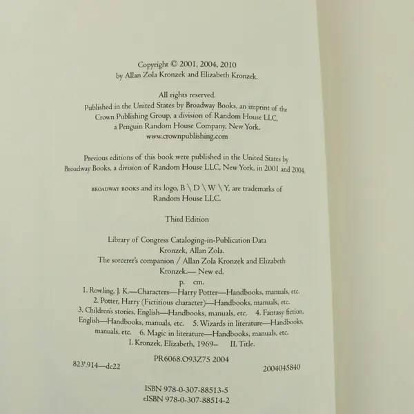 The Sorcerer's Companion Harry Potter Guide Allan Zola Kronzek 2010