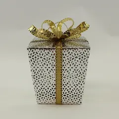 Happy Holidays Light Up Metal Present Silver Gold Christmas Decor 6.5''