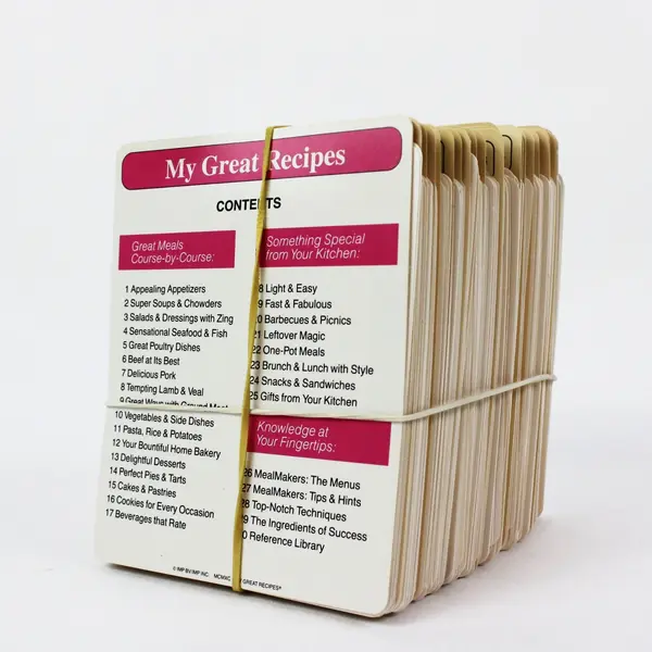 My Great Recipe Cards 1989 Sections 1 thru 30 Good Condition Missing Cards 