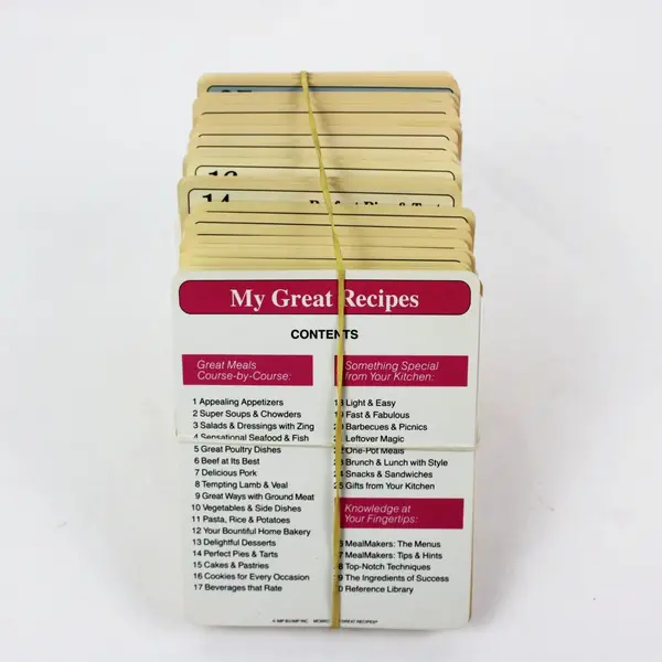 My Great Recipe Cards 1989 Sections 1 thru 30 Good Condition Missing Cards 