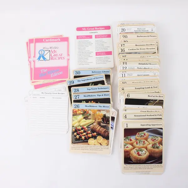 My Great Recipe Cards 1989 Sections 1 thru 30 Good Condition Missing Cards 