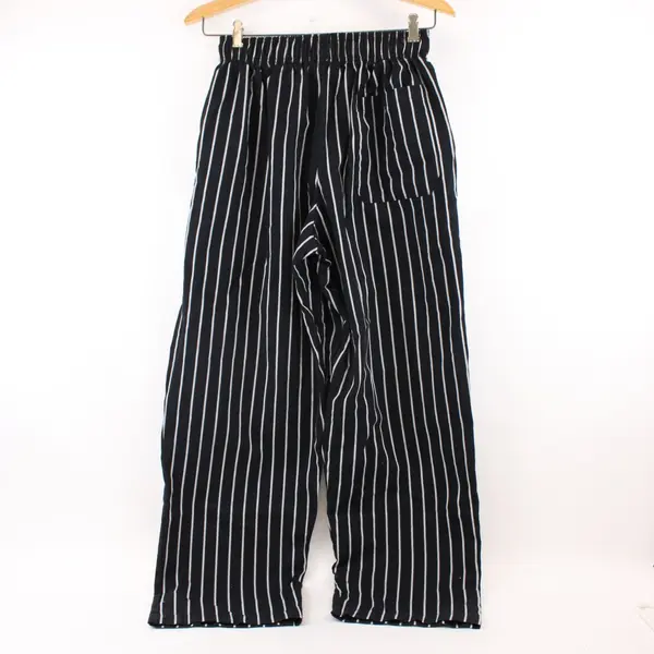 Chef Works Black White Striped Chef Pants Men's Medium Workwear