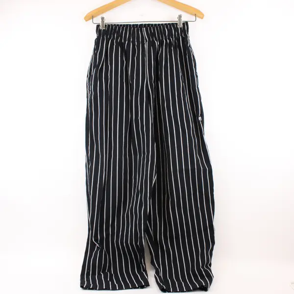 Chef Works Black White Striped Chef Pants Men's Medium Workwear
