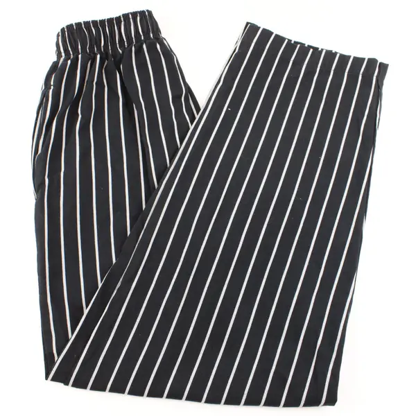 Chef Works Black White Striped Chef Pants Men's Medium Workwear