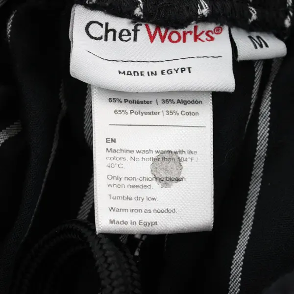 Chef Works Black White Striped Chef Pants Men's Medium Workwear