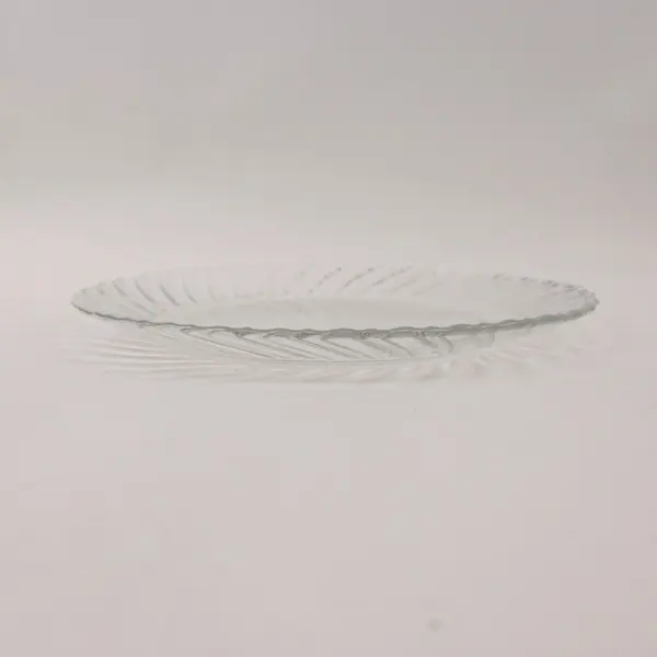 Set of 4 Vitro Corning Swirl Clear Ribbed Glass 10in Dinner Plates