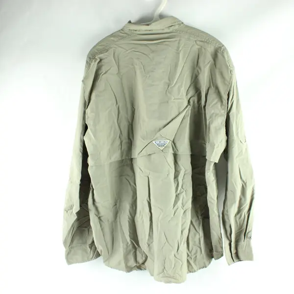 Columbia 003299-005-1030 Men's M Beige UPF30 LS Fishing Button-Down Flawed