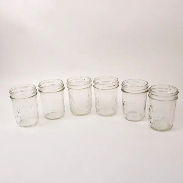 Set of 6 Kerr & Ball Narrow Mouth Half Pint Canning Jars