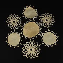 Handmade Crochet Lace Doily Tablecloth Placemat Beige Floral 15.5x15.5