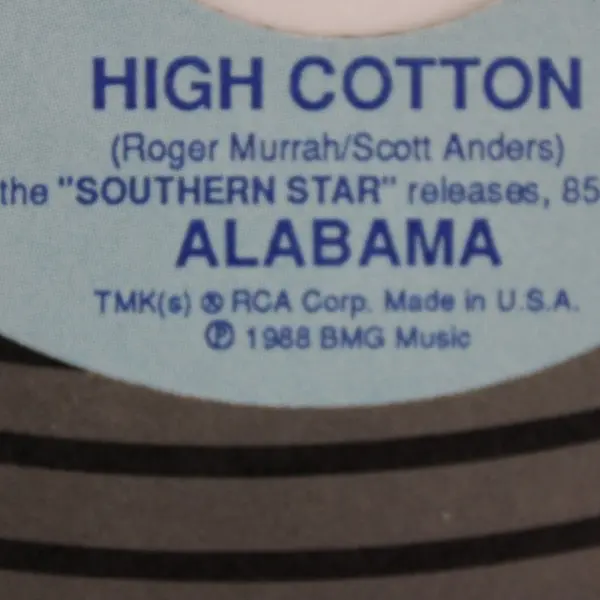 Alabama High Cotton 7" Vinyl 45 RPM RCA Not For Sale 8948-7-RAA