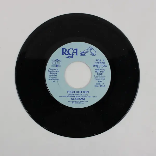 Alabama High Cotton 7" Vinyl 45 RPM RCA Not For Sale 8948-7-RAA