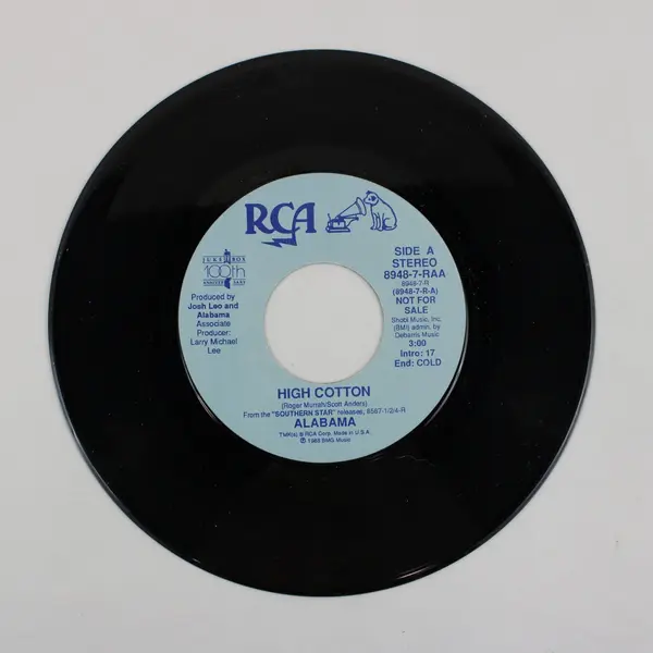 Alabama High Cotton 7" Vinyl 45 RPM RCA Not For Sale 8948-7-RAA