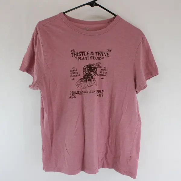 DIP Pink Thistle & Twine Plant Stand Graphic T-Shirt Women's L