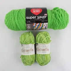 3 Green Yarn Skeins Red Heart Super Saver James C. Brett Cotton On