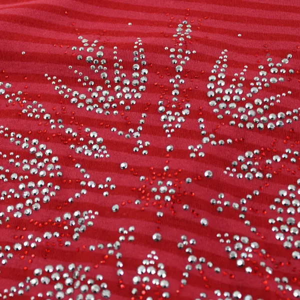 Holiday Traditions Women's M Bedazzled Snowflake Red Striped Shirt