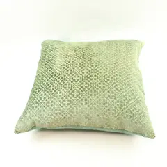 Green Cream Velvet Decorative Throw Pillow Raised Irregular Texture 18x18