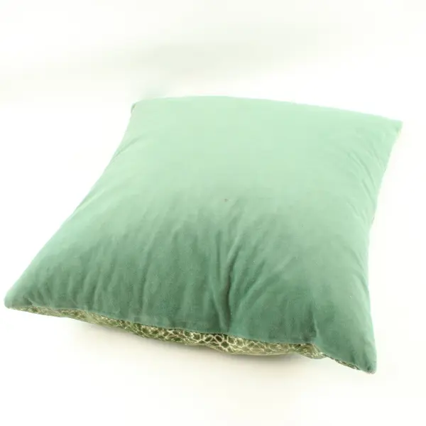 Green Cream Velvet Decorative Throw Pillow Raised Irregular Texture 18x18
