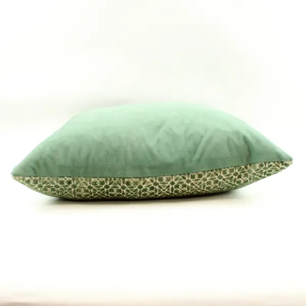 Green Cream Velvet Decorative Throw Pillow Raised Irregular Texture 18x18