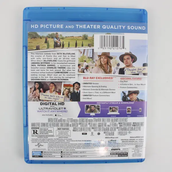 A Million Ways to Die in the West Blu-ray 2014 Comedy Seth MacFarlane Unrated