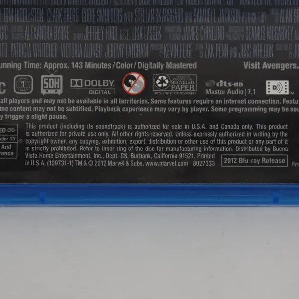Marvel's The Avengers 2-Disc Blu-ray/DVD Combo Pack 2012