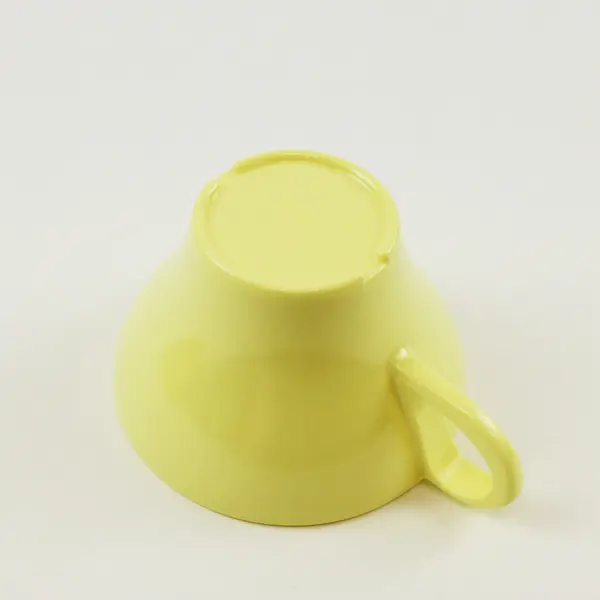 Set of 5 Yellow Melamine Coffee Tea Cups and Saucers