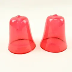 Set of 2 Smooth Red Translucent Glass Bell Covers