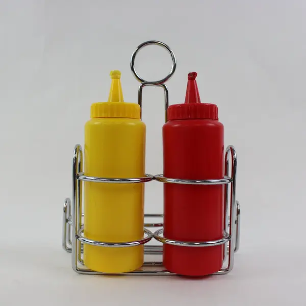 Melissa & Doug Pretend Play Condiment Set 3pc Squeeze Bottles Holder