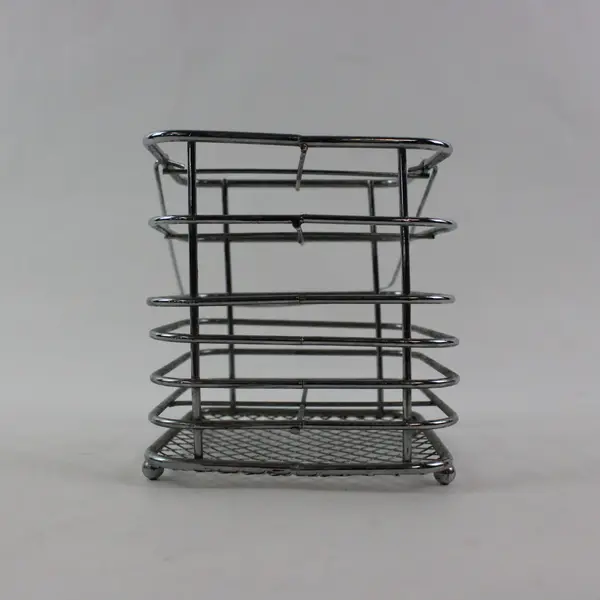 Silver Tone Metal Hanging Wire Basket Storage Organizer Kitchen Bath