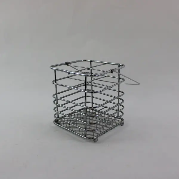 Silver Tone Metal Hanging Wire Basket Storage Organizer Kitchen Bath