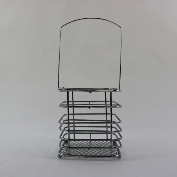Silver Tone Metal Hanging Wire Basket Storage Organizer Kitchen Bath