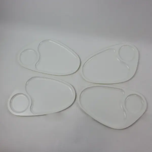 Set of 4 White Divided Snack Plates