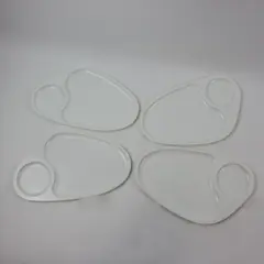 Set of 4 White Divided Snack Plates
