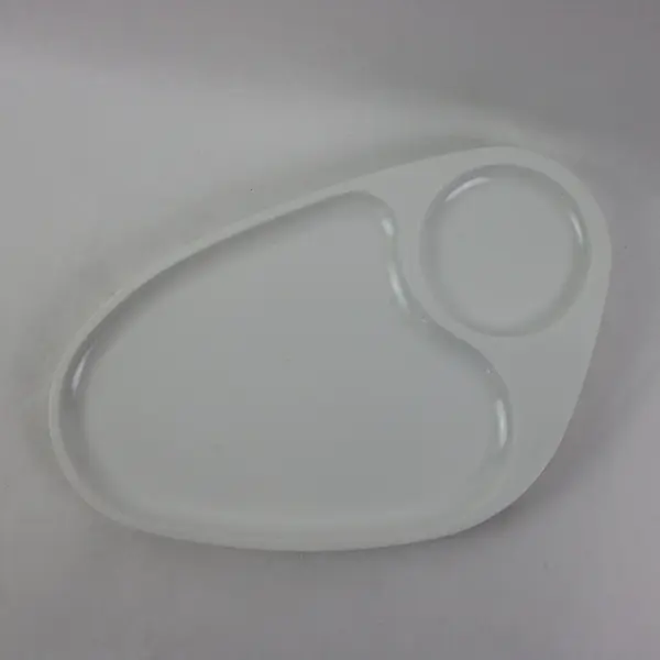 Set of 4 White Divided Snack Plates