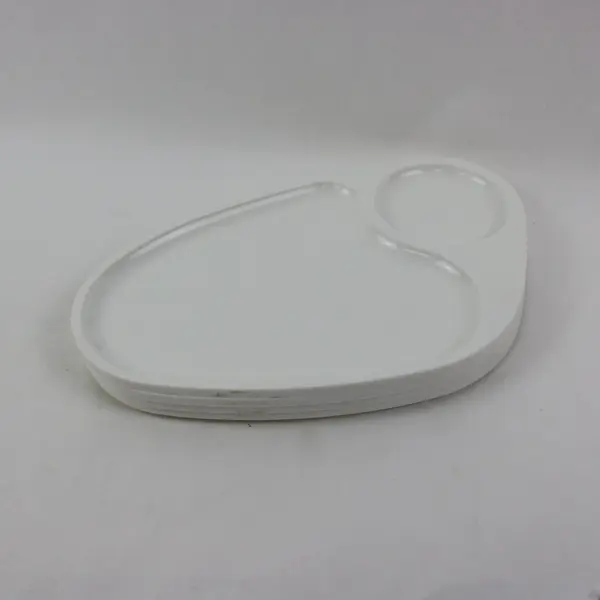 Set of 4 White Divided Snack Plates