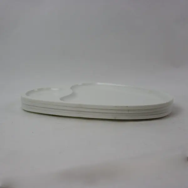 Set of 4 White Divided Snack Plates