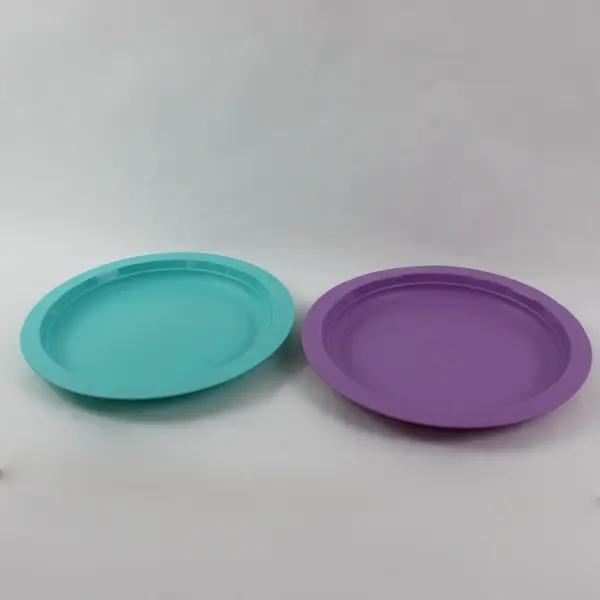 Bemis Plastic Plates Set of 2 Purple Turquoise Raised Rim 10.5"