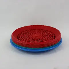 Lot of 6 Vintage Plastic Plate Holders Red Teal Blue 9.5-10 in Diameter