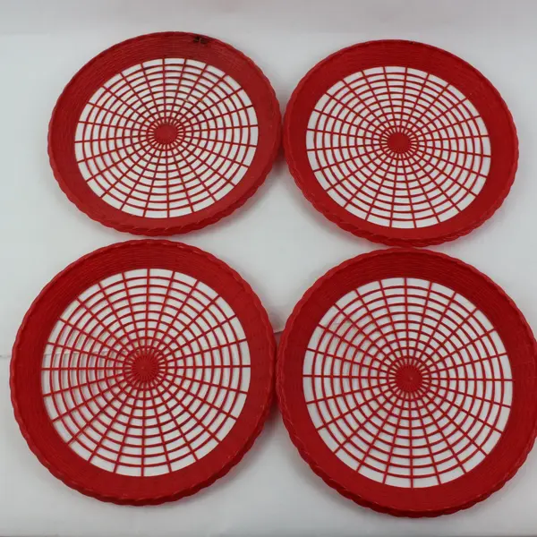 Lot of 6 Vintage Plastic Plate Holders Red Teal Blue 9.5-10 in Diameter