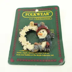 Boyds Bears Folkwear Snowman Pin Brooch on Card