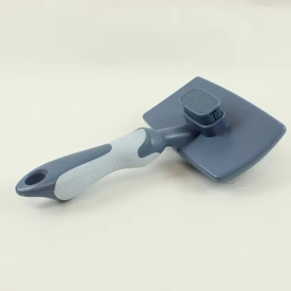Vibrant Life Slicker Brush Dog Cat Pet Grooming Gray White Handle