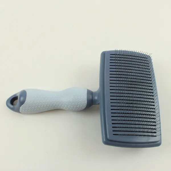 Vibrant Life Slicker Brush Dog Cat Pet Grooming Gray White Handle