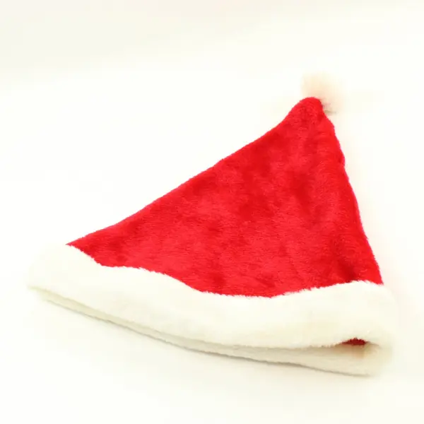 Classic Christmas Santa Hat Red White Faux Fur Trim Pom Pom Costume