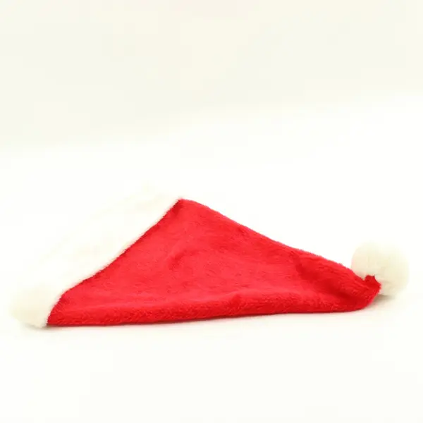 Classic Christmas Santa Hat Red White Faux Fur Trim Pom Pom Costume